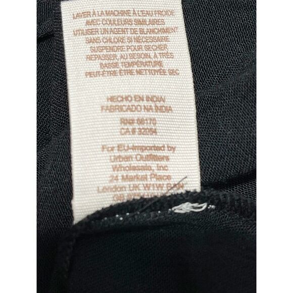 Free People Stargazer Mini Dress Embroidered V-Neck Tie Waist Black Blue Small - Picture 8 of 12